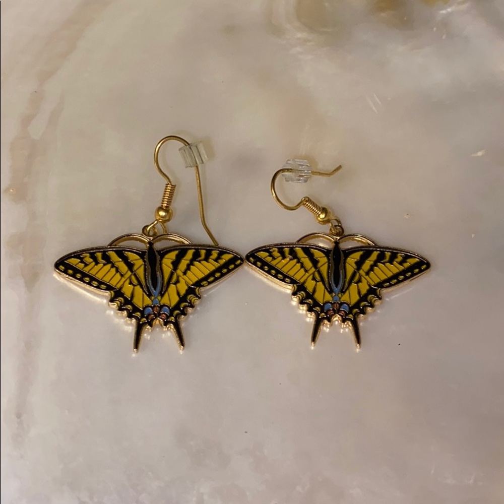 Cloisonné enamel butterfly earrings